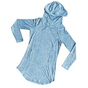 Rip Skirt Dress Beach Cover-UP Casella Hooded Long Sleeves Blue Size S